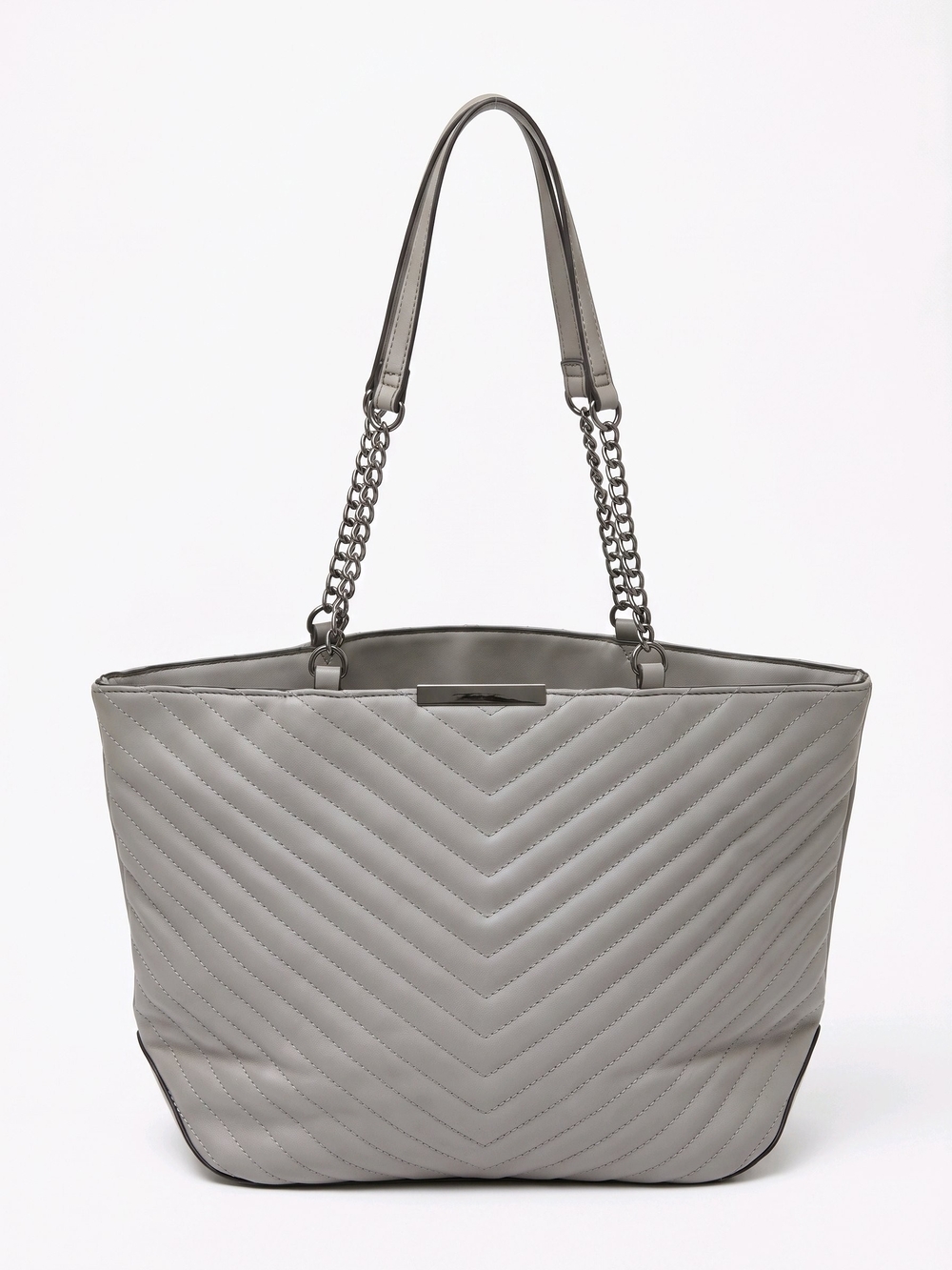 Nine West Quilted Faux Leather Tote Beige Texture with Chain Detail handle ware